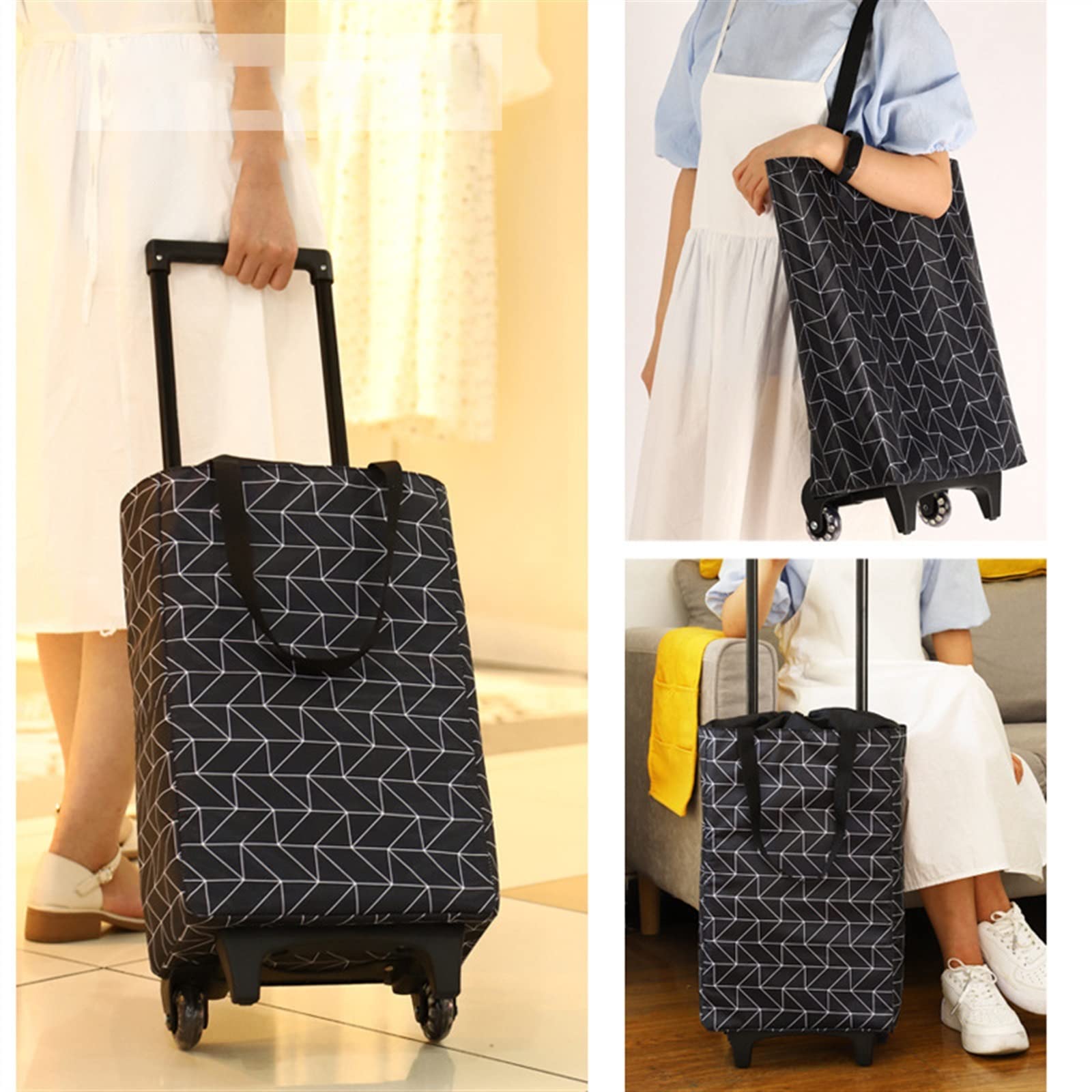 YHNNH， Einkaufstrolleys Faltbare Einkaufstasche Damen Großer Ziehwagen Einkaufstaschen for Organizer Tragbare Einkaufstrolleytaschen Gemüse Kaufen Tragbare Mehrzweckkarren