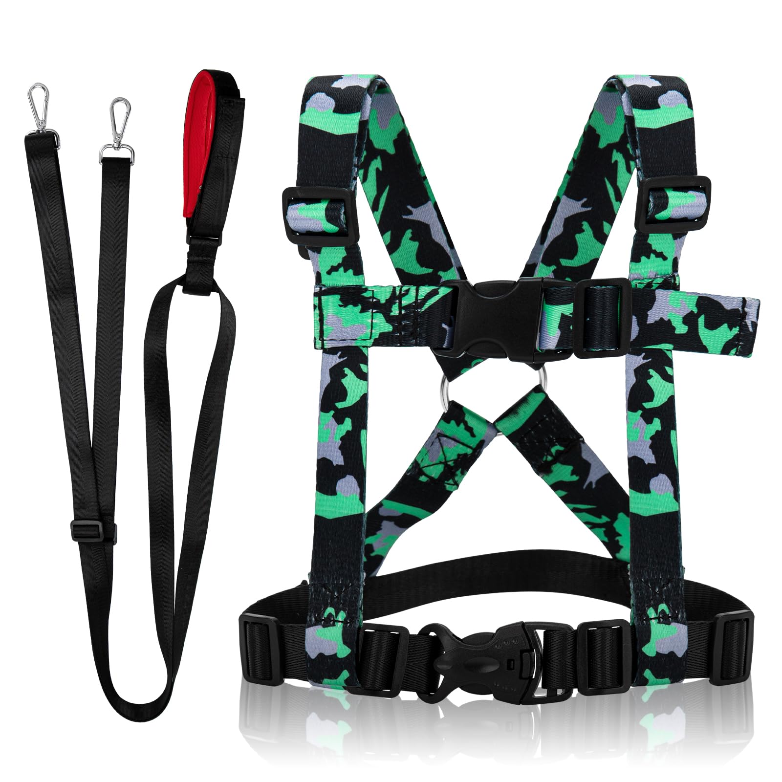 TAOPE Pferdeleine Kinder, Sicherheitsleine & Laufgurt, Verstellbares Anti-Verlust Sicherheitsgeschirr & Zügel für spielende, Eltern-Kind-Aktivitäten, Mädchen, Jungen, Rollenspiel, Outdoor - Grün