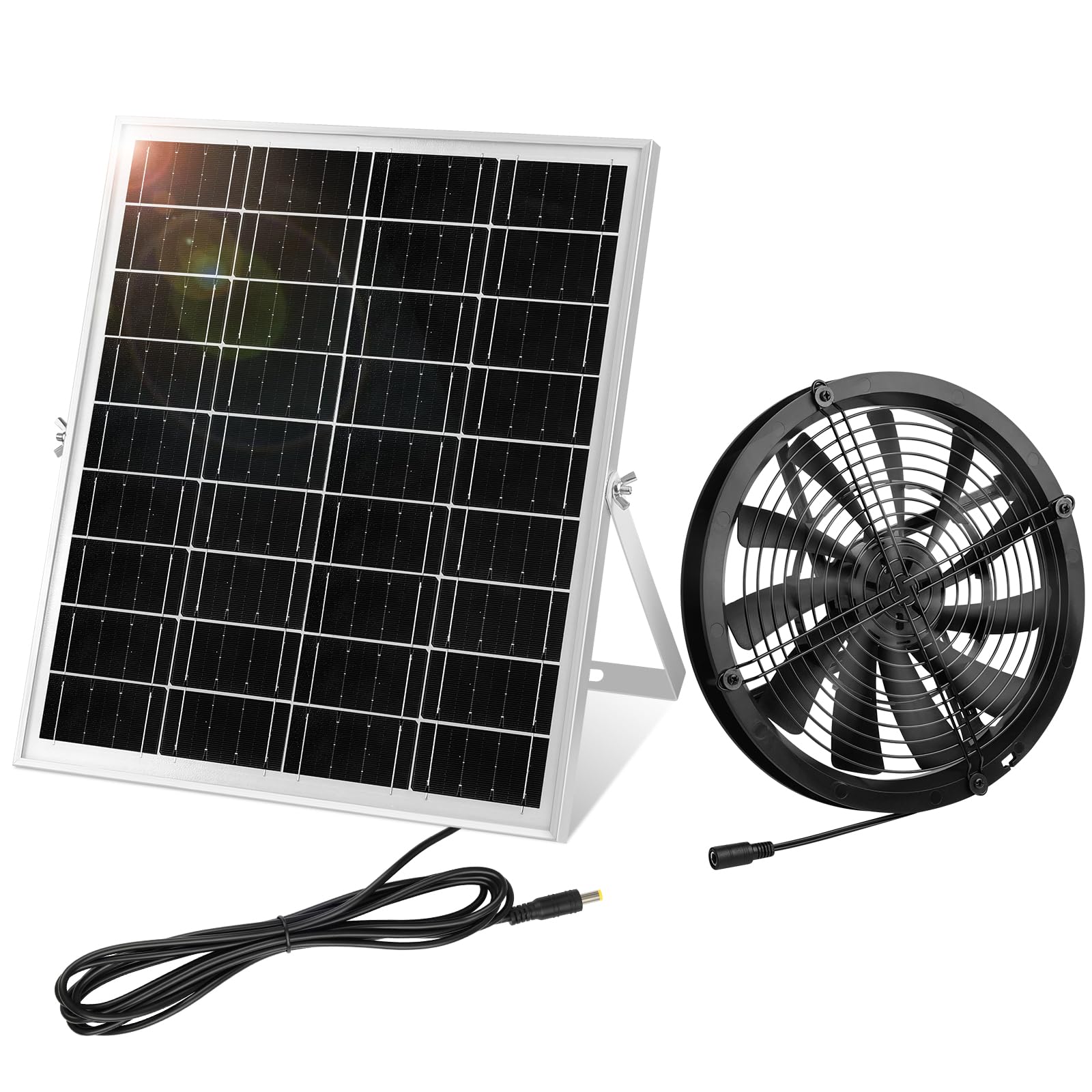 Ventilatore Solare da 18W, Resistente alle Intemperie, con Ventola Solare DC per Piccoli Polli, Capannoni, Case di Animali Domestici, Scarico per Finestre