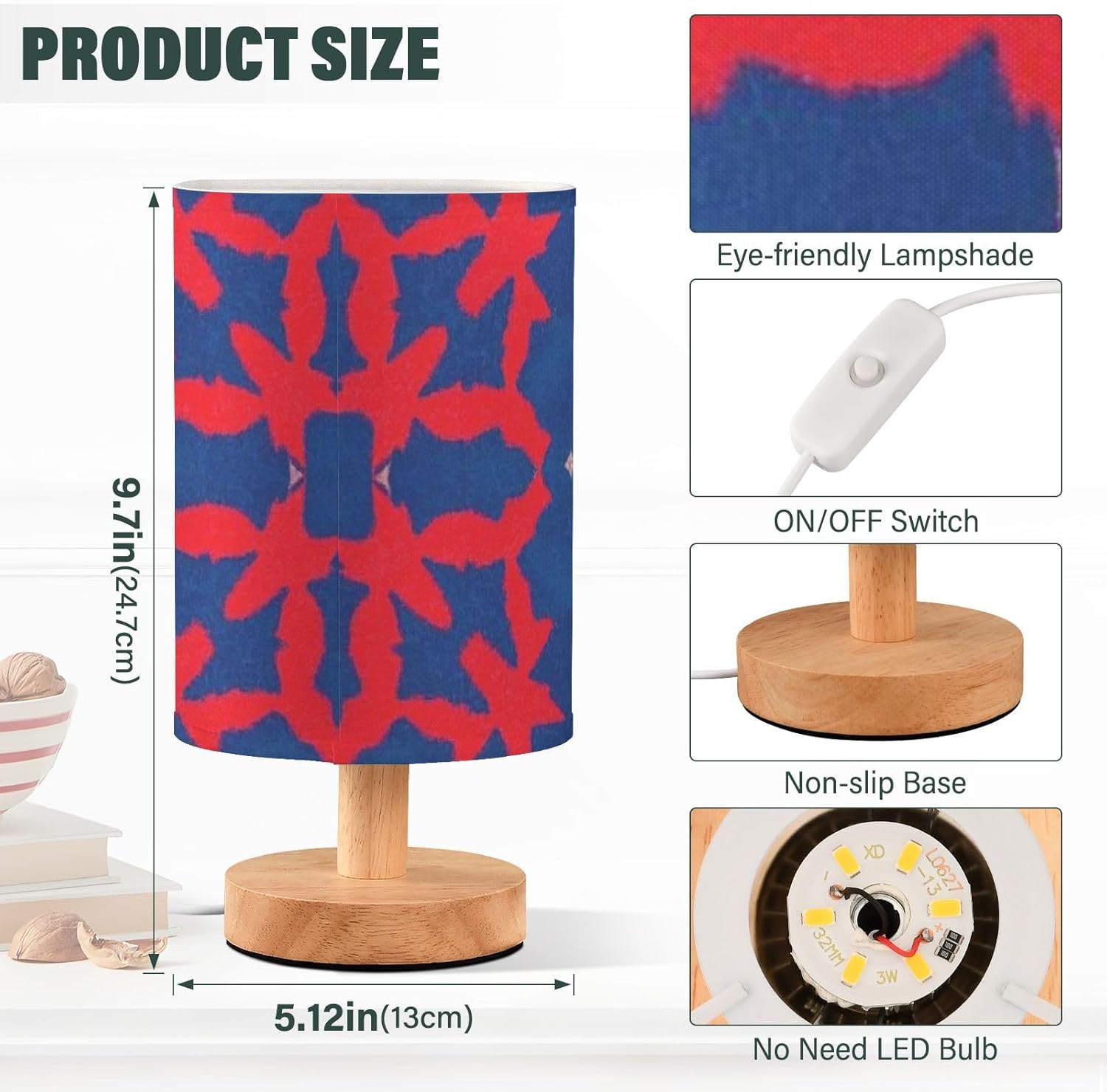 Blue and Red Tie-dye Office Desk Lamp Decorative Night Light for Kids Room Lamps for Small Spaces Creative para lampara de mesa