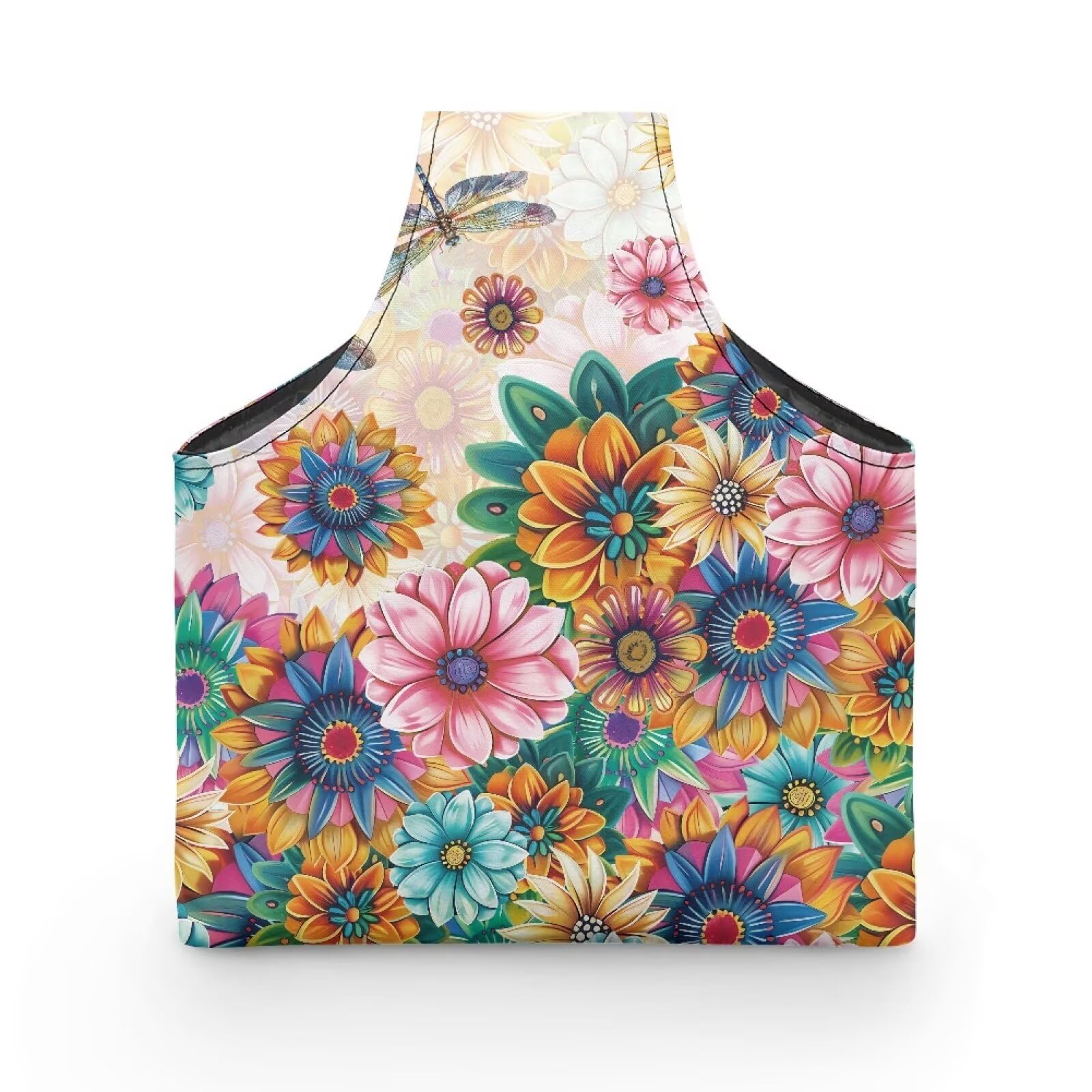 Qehuruxo Crochet Bag Crochet Bag Organizer Needlework Tool Storage Bag Waterproof Vest Handbag Suitable for Knitting Lover Colorful Flowers