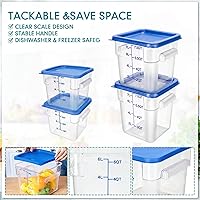 Vista 3 de Lallisa 4 recipientes transparentes de almacenamiento de alimentos de 8 cuartos y 4 cuartos con tapas, asas y escalas, recipientes cuadrados