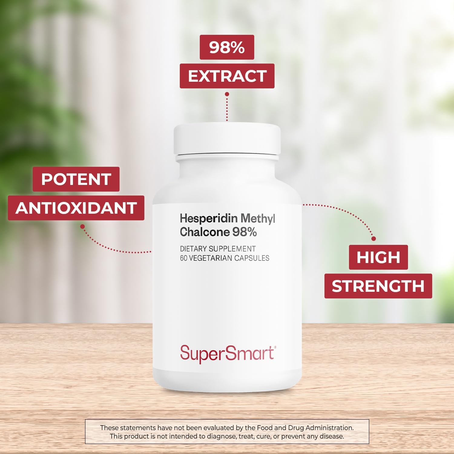 Supersmart - Hesperidin Methyl Chalcone 1000mg per Day (98% Pure) - Citrus Aurentium Extract Supplement | Non-GMO & Gluten Free - 60 Vegetarian Capsules