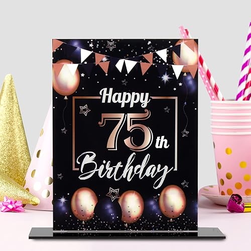 Miniatura 294 de LINGTEER Happy 11th Birthday Decorations, 2Pcs Black&Gold Stand Print Acrylic Table Centerpieces Backdrop Board- Cheers to 11 Years Old Fun Birthday