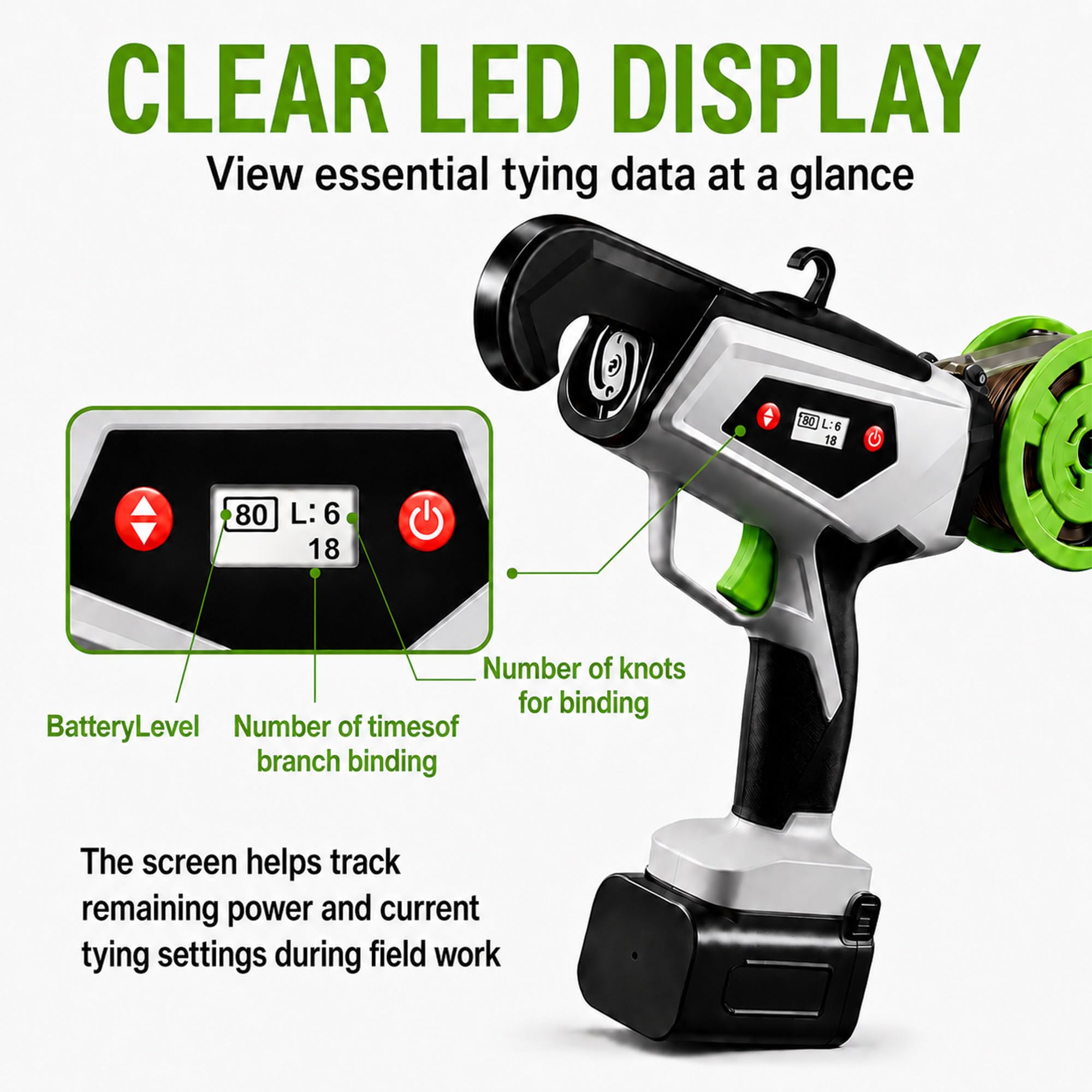 Legatrice elettrica per tralicci, Display LED, Campo di 25 mm