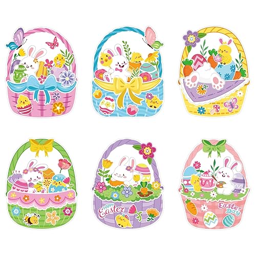 CCINEE 24pcs Easter DIY Basket Scene Stickers Kits, Self Adhesive
