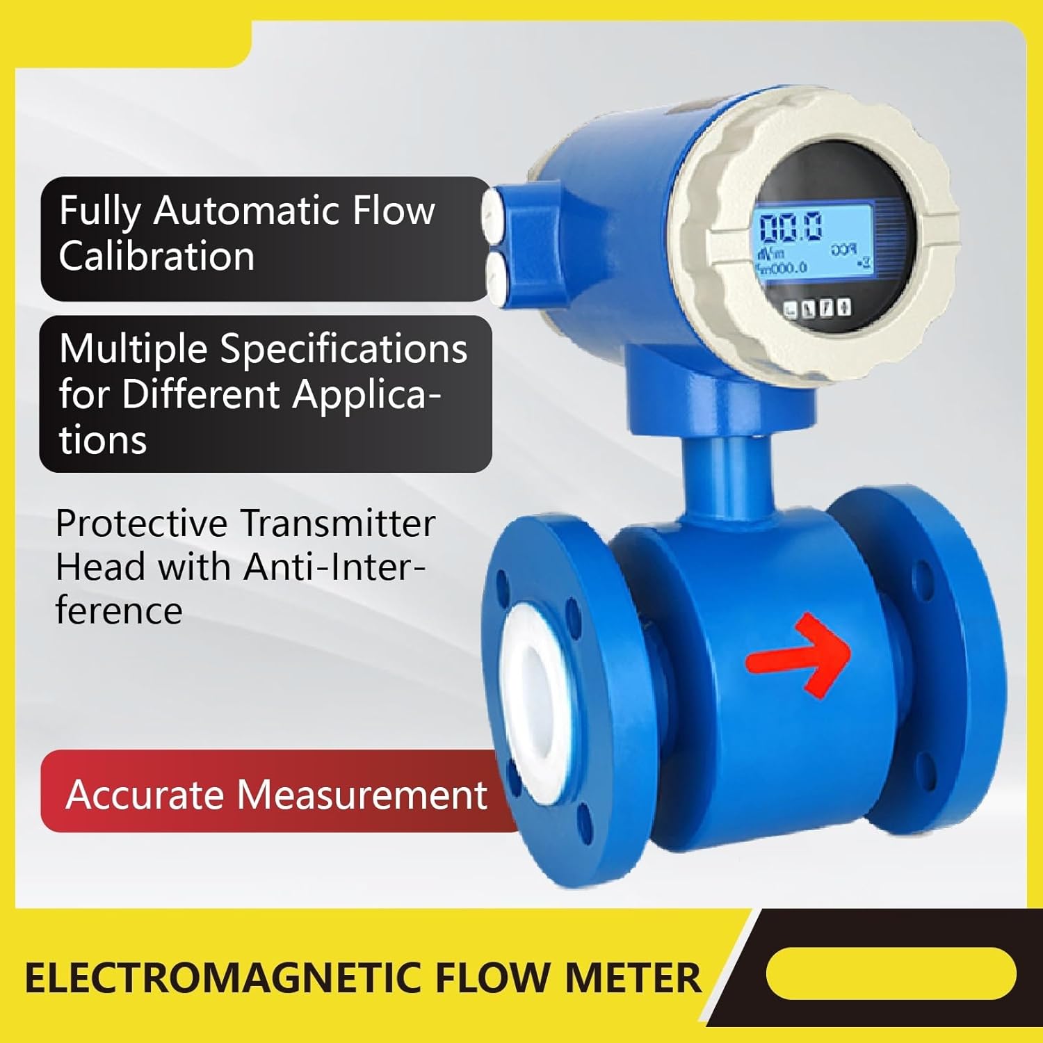 Electromagnetic Flow Meter for Wastewater Firefighting Potable Water Acid Alkali Corrosive Liquid Inline Installation(DN25-normal)