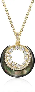 Fettero Dainty Necklaces for Women - 14K Gold Plated Delicate Moon Crescent Pendant Necklace Charm Gold Necklace Jewelry for Women