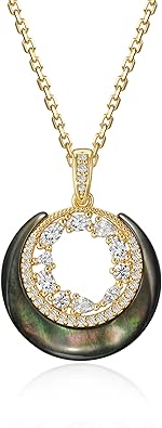 Fettero Dainty Necklaces for Women - 14K Gold Plated Delicate Moon Crescent Pendant Necklace Charm Gold Necklace Jewelry for Women