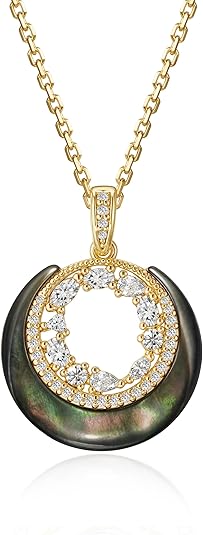 Fettero Dainty Necklaces for Women - 14K Gold Plated Delicate Moon Crescent Pendant Necklace Charm Gold Necklace Jewelry for Women