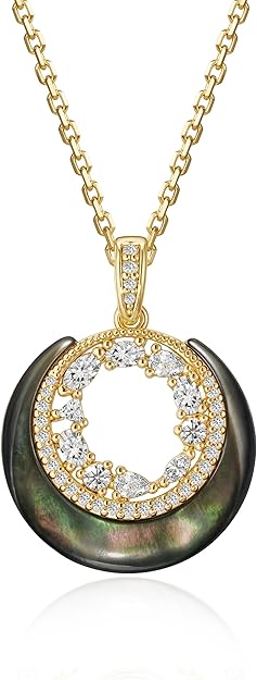 Fettero Dainty Necklaces for Women - 14K Gold Plated Delicate Moon Crescent Pendant Necklace Charm Gold Necklace Jewelry for Women