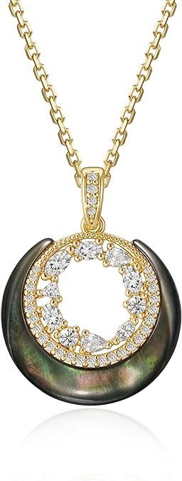 Fettero Dainty Necklaces for Women - 14K Gold Plated Delicate Moon Crescent Pendant Necklace Charm Gold Necklace Jewelry for Women