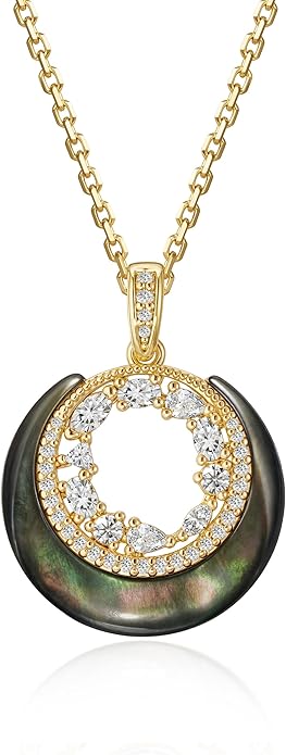 Fettero Dainty Necklaces for Women - 14K Gold Plated Delicate Moon Crescent Pendant Necklace Charm Gold Necklace Jewelry for Women