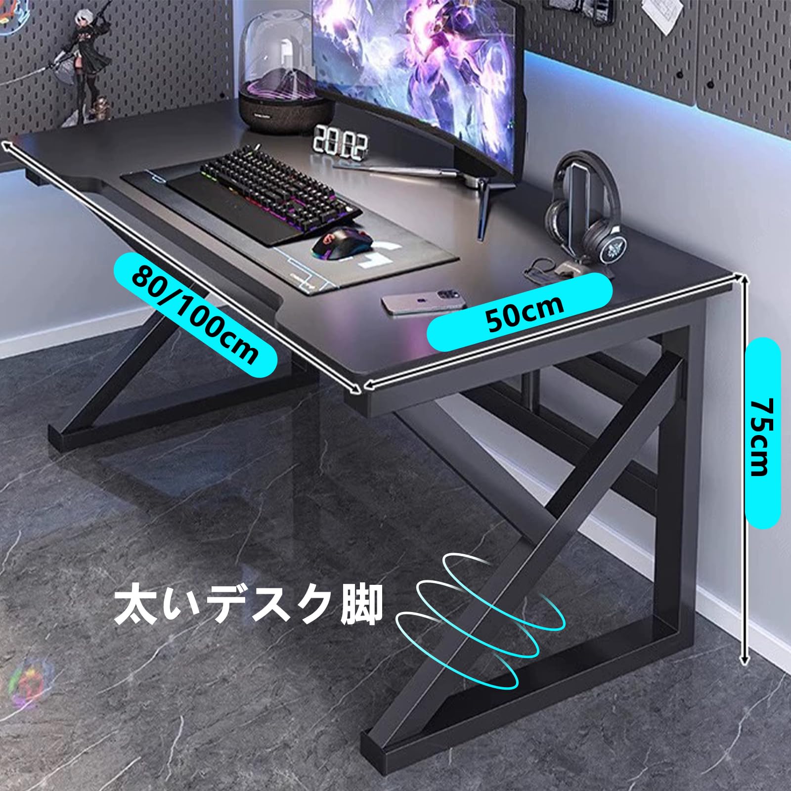 ♥大特価♥ パソコンデスク 木製 黒 80×50cm ゲーミングデスク リモート Amazon | JMDZ ゲーミングデスク 北欧 パソコンデスク 組立簡単