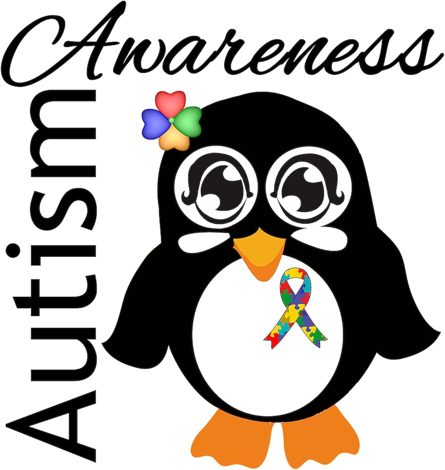 CafePress Penguin Autism Awareness Baseball Jersey Men's Cotton Baseball Jersey, 3/4 Raglan Sleeve Shirt