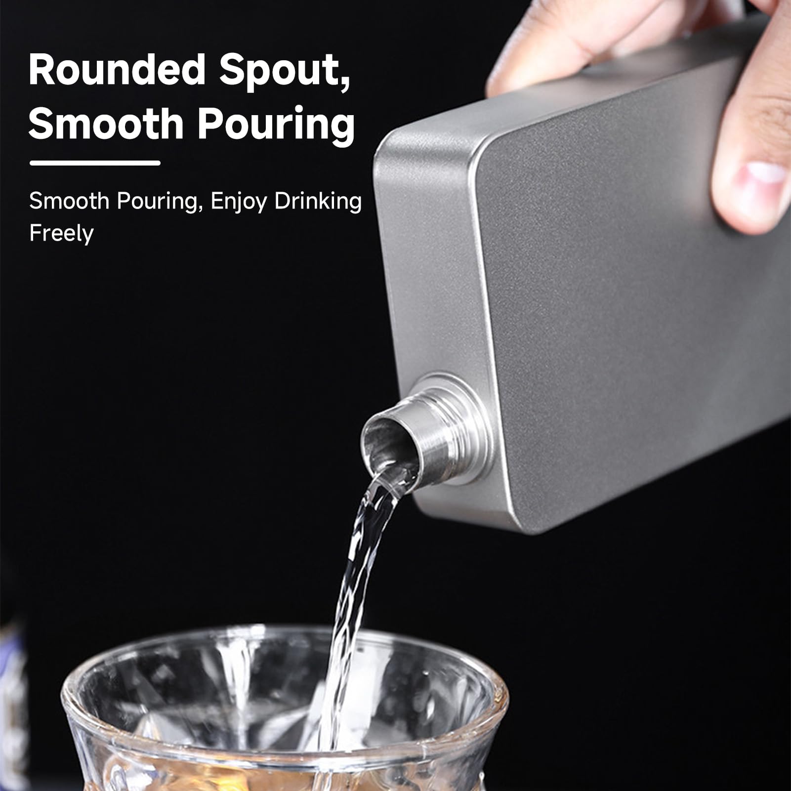 400ml Pure Ti Flask Outdoor Przenośna, lekka kwadratowa butelka na alkohol z lejkiem ze stali nierdzewnej, szczelna na piesze pikniki (Styl mrożony)