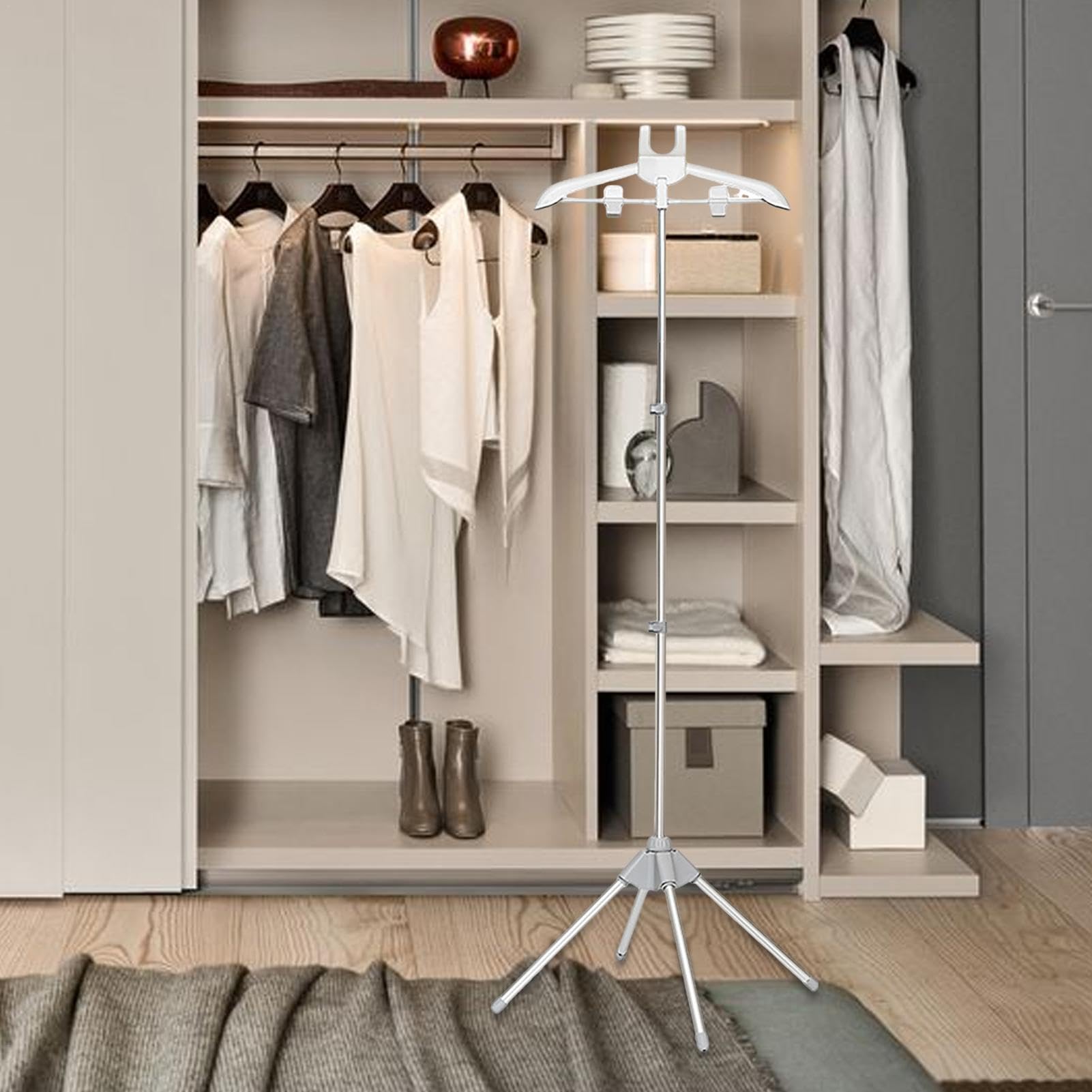 Soporte Telescópico Para Plancha De Vapor Vertical: Percha Giratoria 360° Con Guante Incluido, Ajustable De 63 Pulgadas, Plegable Y Portátil Para Ropa