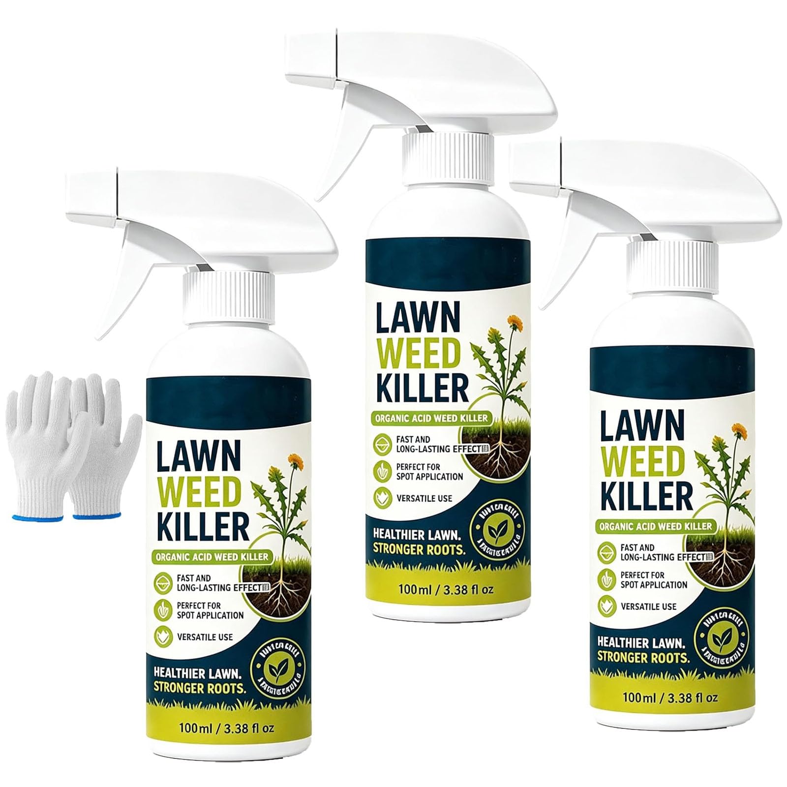 [Easy and stress-free weeding in the garden] Herbicide for domestic use, Lawn Weed Killer, Organic Acid Weed Killer Suitable for Gardens and Lawns (3PCS)
