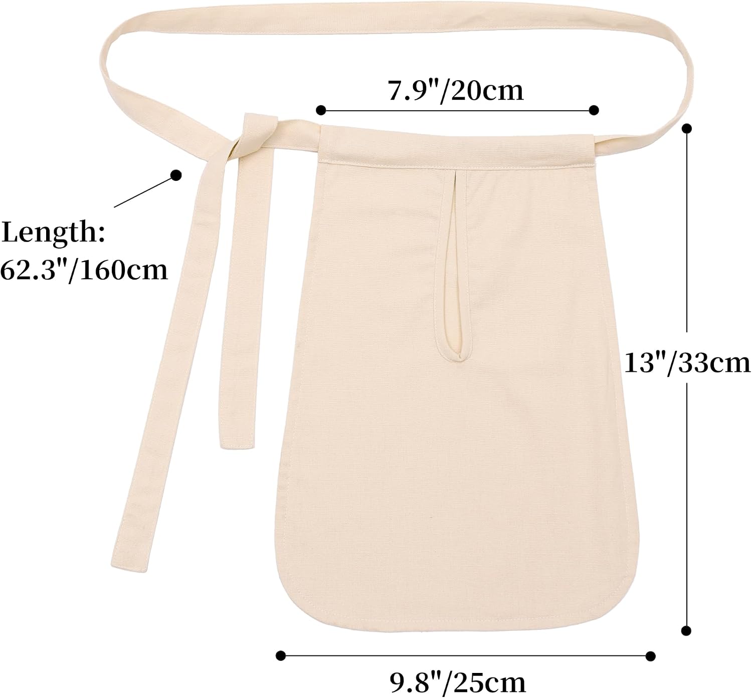 DAZCOS Women Waist Bag Adjustable Tie-On Linen Blend Fanny Pack Medieval Retro Cottagecore Belt Bag Pouch (Ivory)