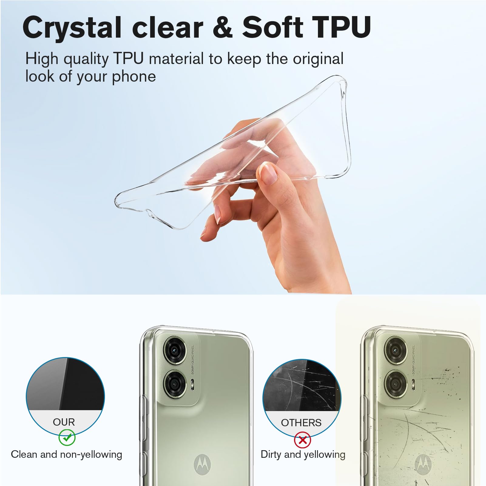 Anoowkoa Custodia Cover per Moto E14/Moto G24 CASE, Ultra Sottile Morbido TPU Trasparente Silicone Antiurto Protettiva Case Custodia con Assorbimento degli Urti e Anti-Graffio (Trasparente