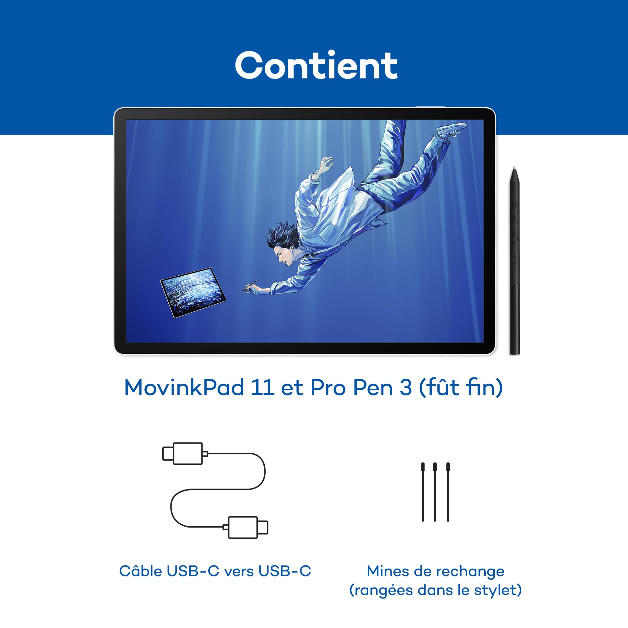 Wacom MovinkPad Pro 14 Tablette Graphique – Sensation Stylet sur Papier avec écran OLED pour Noirs Profonds, Contraste Exceptionnel, réponse Rapide, Verre texturé Premium, Pro Pen 3 Ultra-précis