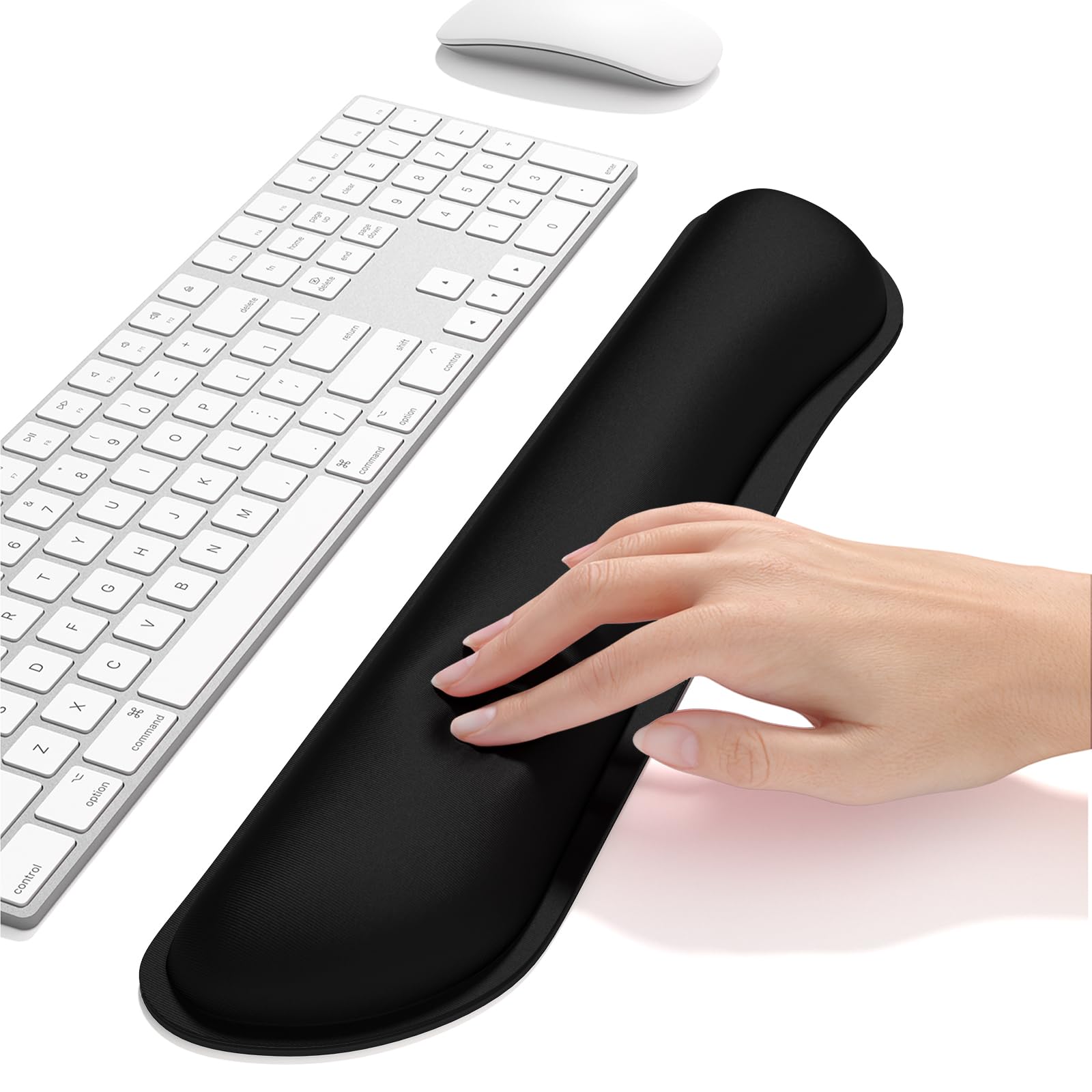 Dapesuom Vergrößern Tastatur-Handgelenkauflage, niedliches Memory-Foam-Tastatur-Handgelenkkissen für Computer-Schreibtischunterlagen, ergonomische Mauspads mit rutschfester für Laptop, Tiefschwarz