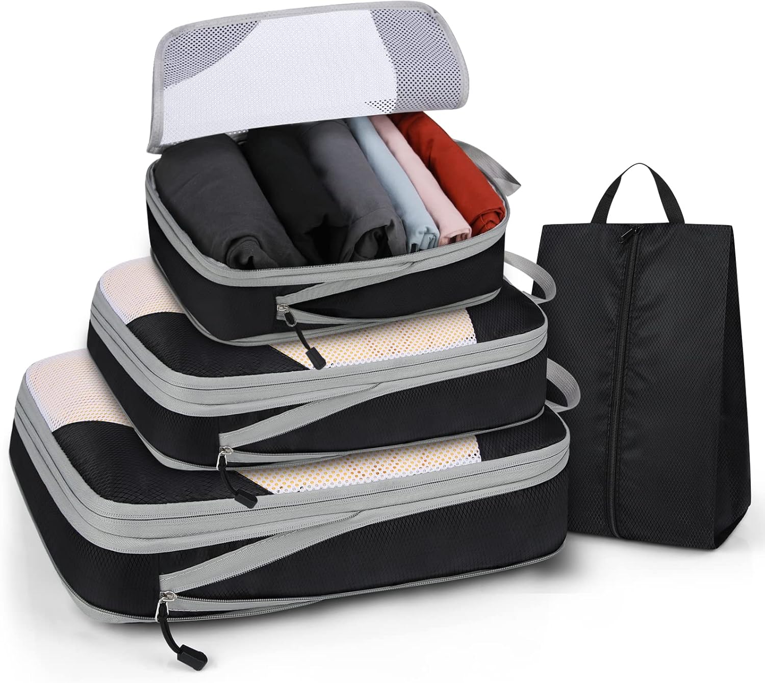 Lubardy 4 Set Packing Cubes Travel Organizers for Clothes Packing Cubes