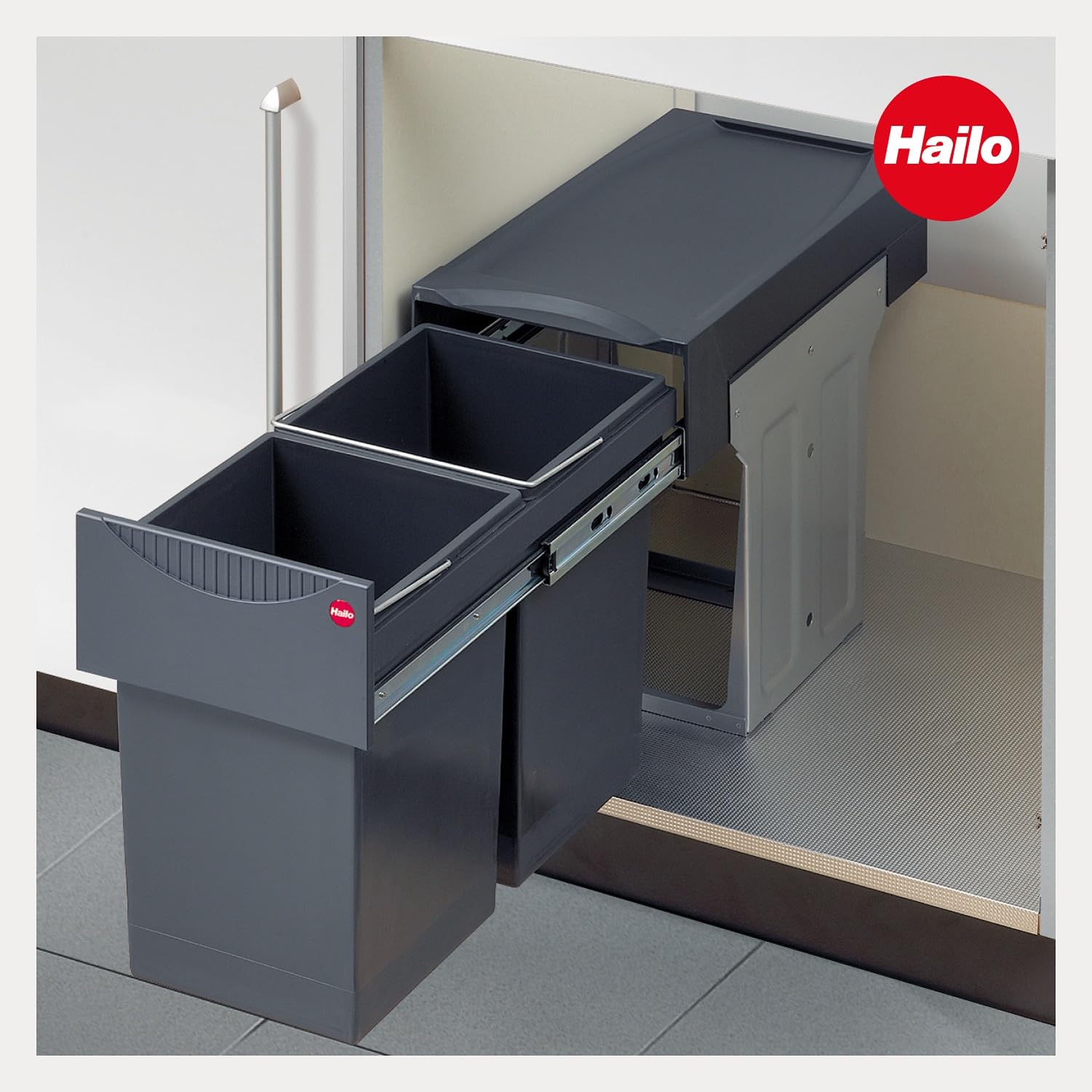 Hailo AS Tandem 15/15 dunkelgrau - 3666101 Einbau Abfallsammler