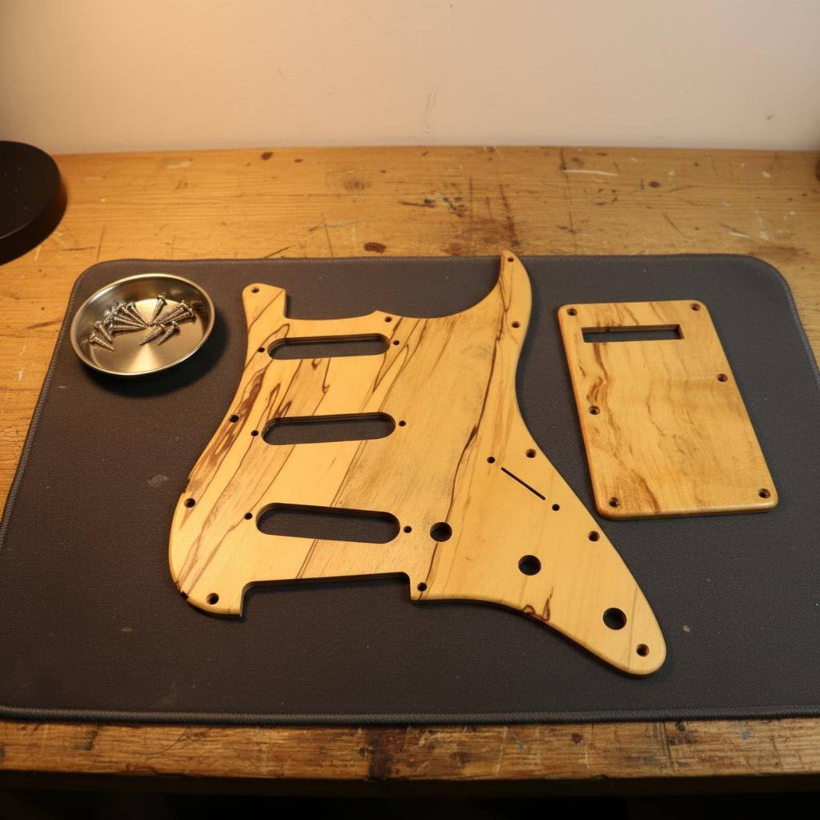 Musical Equipment Kit con Piastra Frontale in Legno Retro Coordinato Protezione Dal Contatto Accessorio di Ricambio per Chitarre Elettriche Adatto per, Acero Rosso-giallo