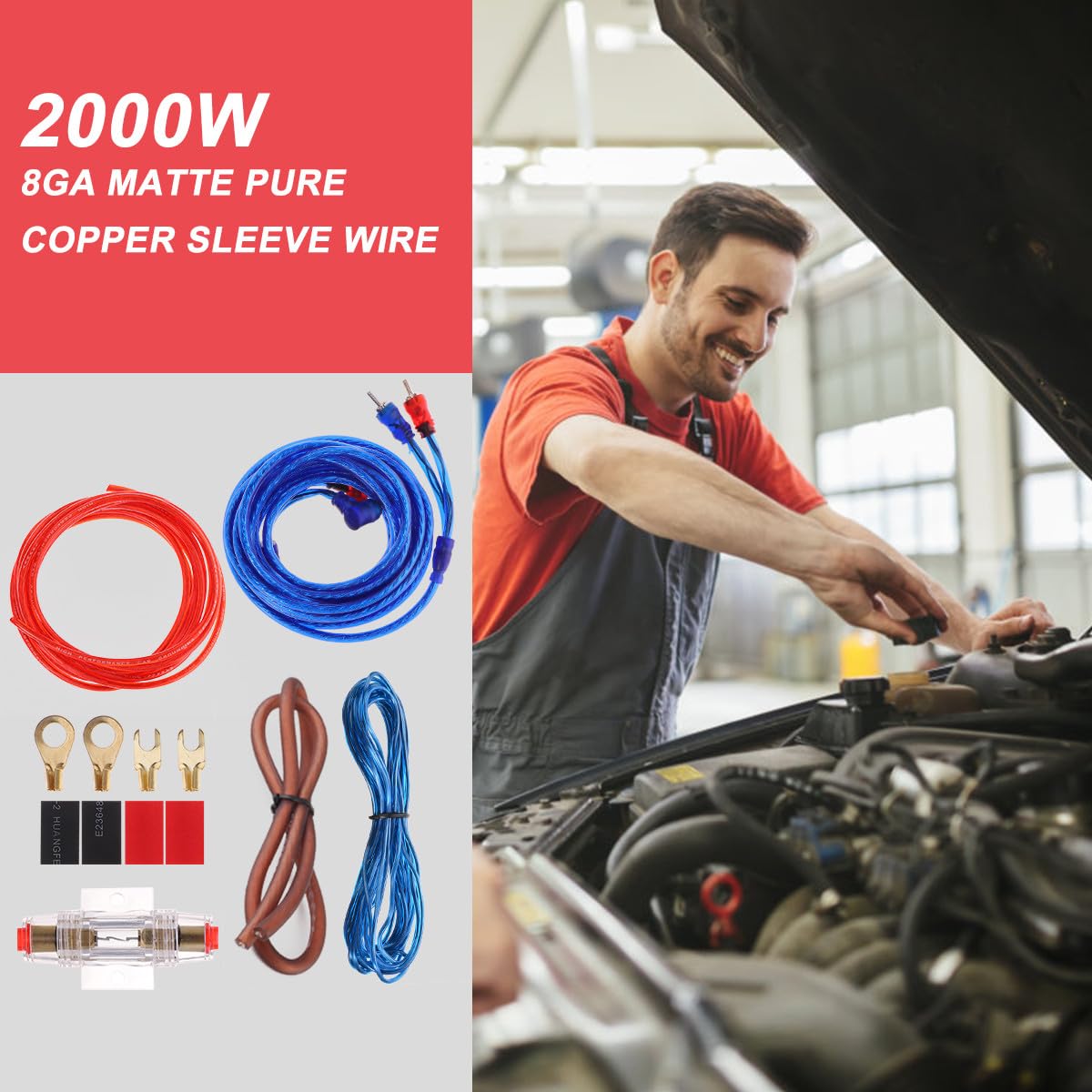 Verstärkerkabel Satz 8ga 2000w aus Kupfer für Auto Installation