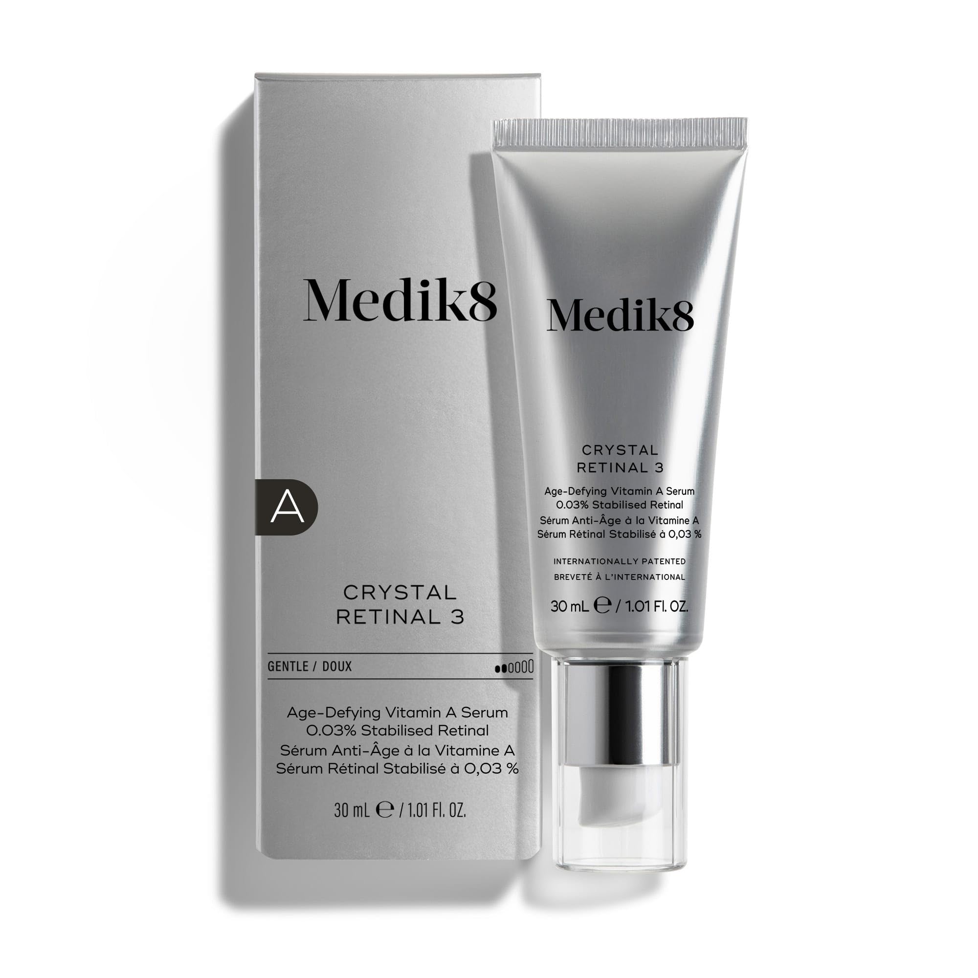 Medik8 Crystal Retinal 3, Anti-Aging-Serum, 0,03% Retinal-Stärke – 30 ml | Retinal-Nachtserum gegen Falten, verbessert Hautfestigkeit, 11-mal schneller als Retinol, für neue Vitamin-A-Anwender