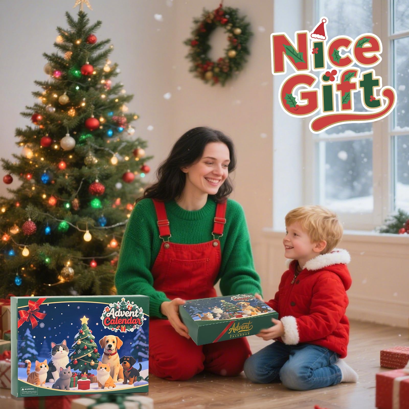Weihnachts-Adventskalender 2025, 24 Tage, Katze, Hund, Figuren, Countdown-Tier-Adventskalender für Kinder, Kleinkinder, Erwachsene, Weihnachtsgeschenke, Weihnachtsgeschenke für Jungen und Mädchen