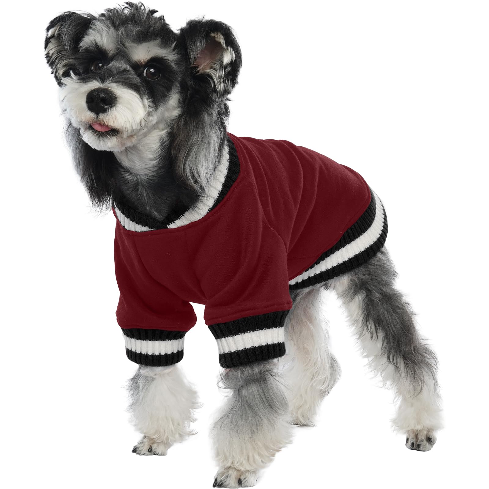 FUAMEY Pull d'hiver chaud pour chien, gilet épais et doux en polaire pour animal de compagnie mignon pour chien de petite et moyenne taille, rouge vin, taille S
