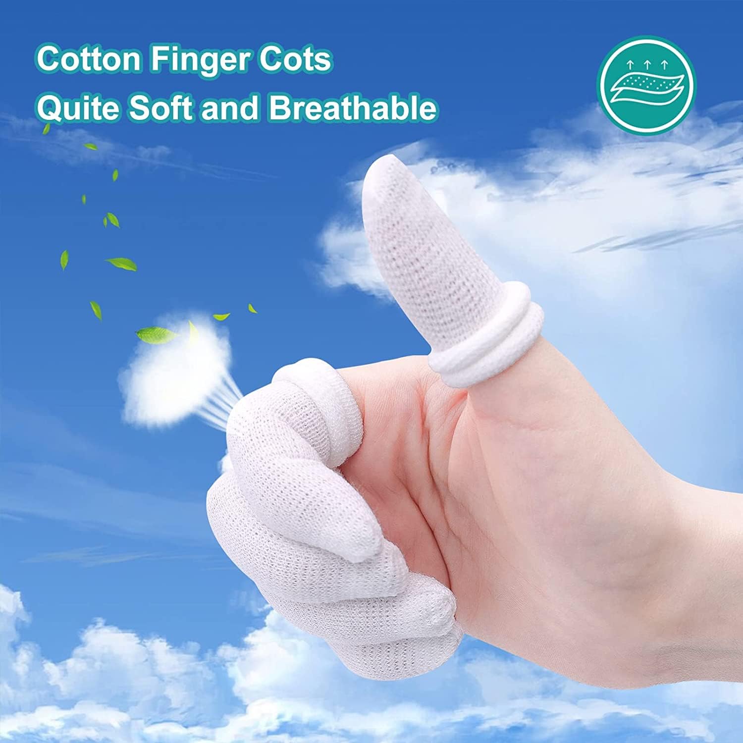Dimora Finger Cots, 60Pcs Finger Protectors for Finger Tips, Breathable Finger Bandages for Wounds Care, Elastic Finger Gloves for Cargo Handling, Gardening Work, Fitness, Medium, White White Medium - Image 2