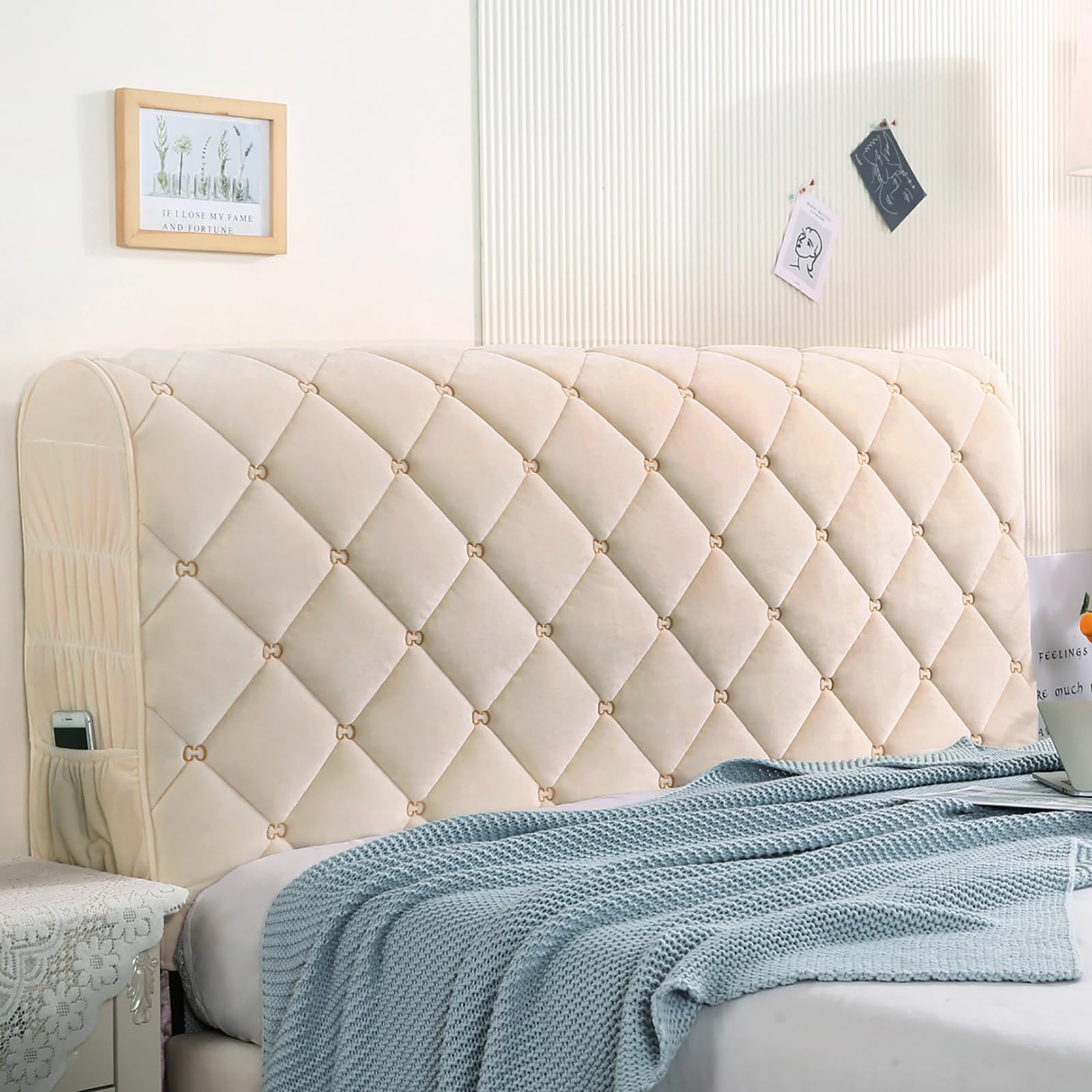 GZYLCH Thicken Headboard Cover, Universal Stretch Bed Headboard Cover for Full Queen Cal King Size, Washable Bed Headboard Slipcover Dustproof