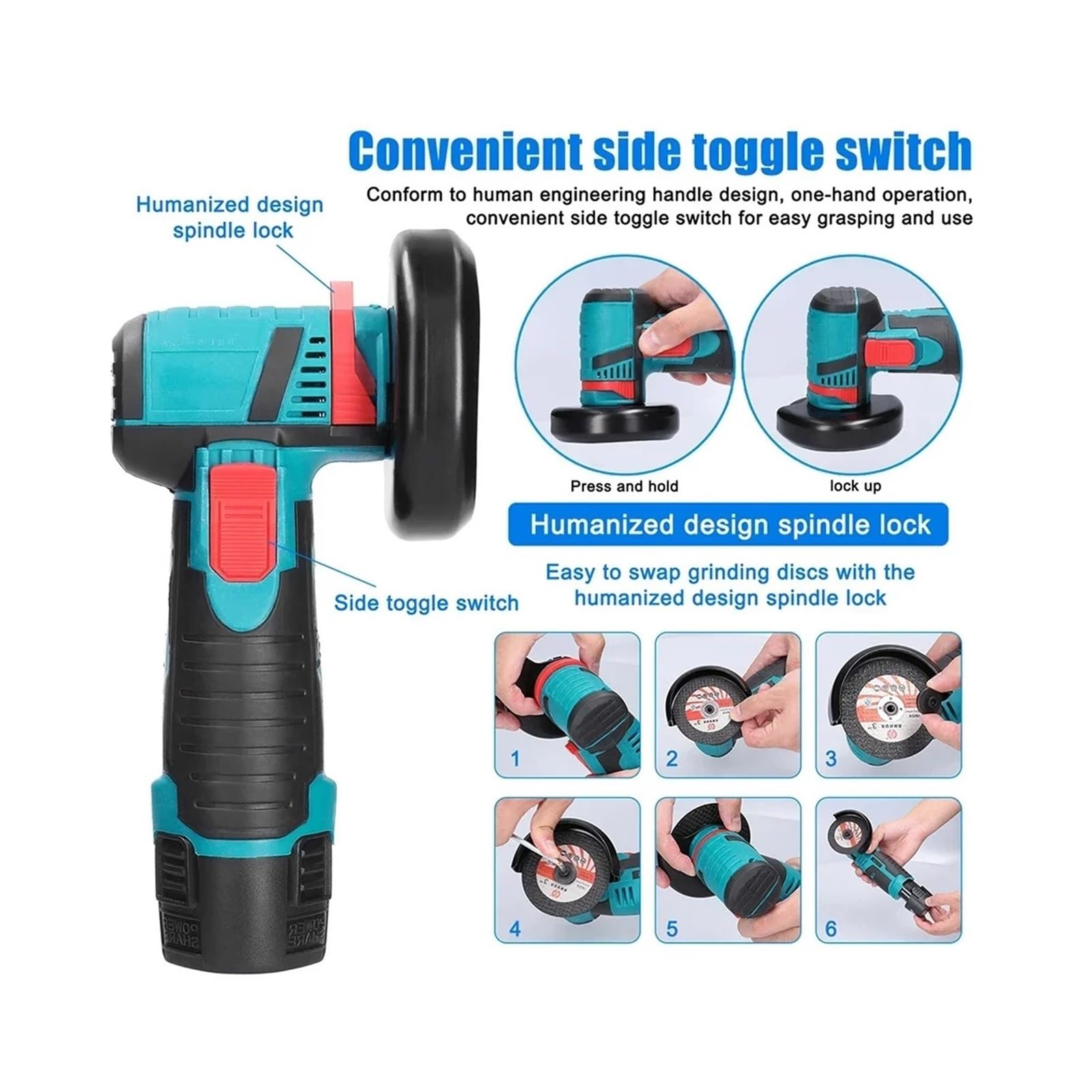 Smerigliatrice angolare senza spazzole 12V 19500 giri/min. Mini utensile per smerigliatura da taglio fili Officina(2Pcs Battery Brush)