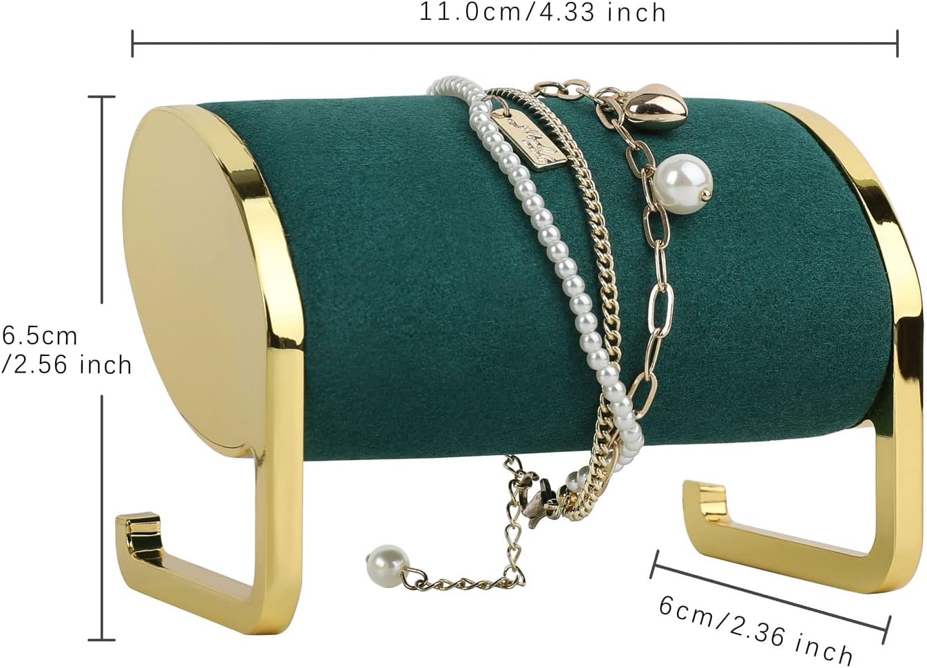 GemeShou green bracelet organizer and storage, metal bangle stand holder, gold jewelry display stand for selling bracelet photography prop【Green】