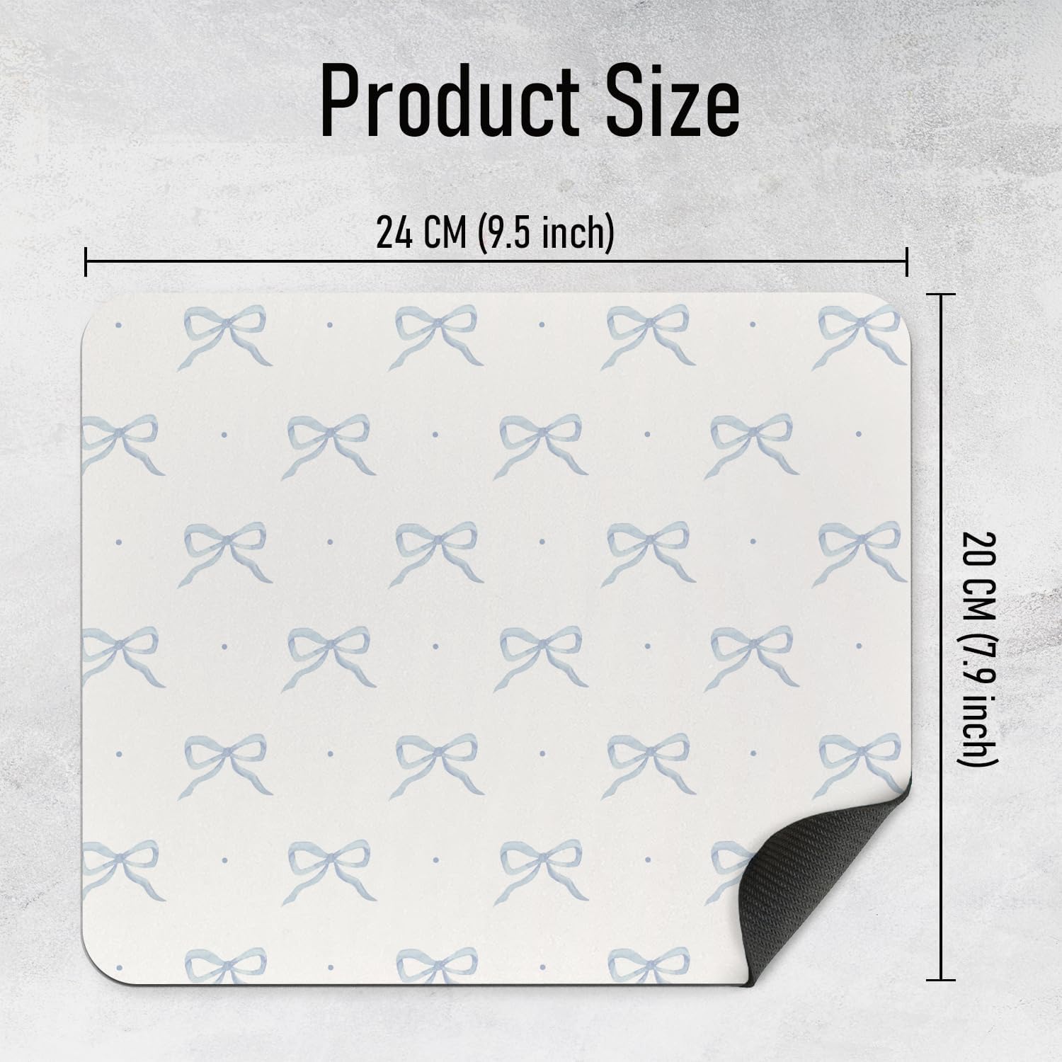 Blue Bow Cute Mouse Pad, Coastal Mouse Pad for Desk, Office Accessories and Supplies, Coquette Aesthetic Square Pad for Gaming Working, 9.57.9 in image 5