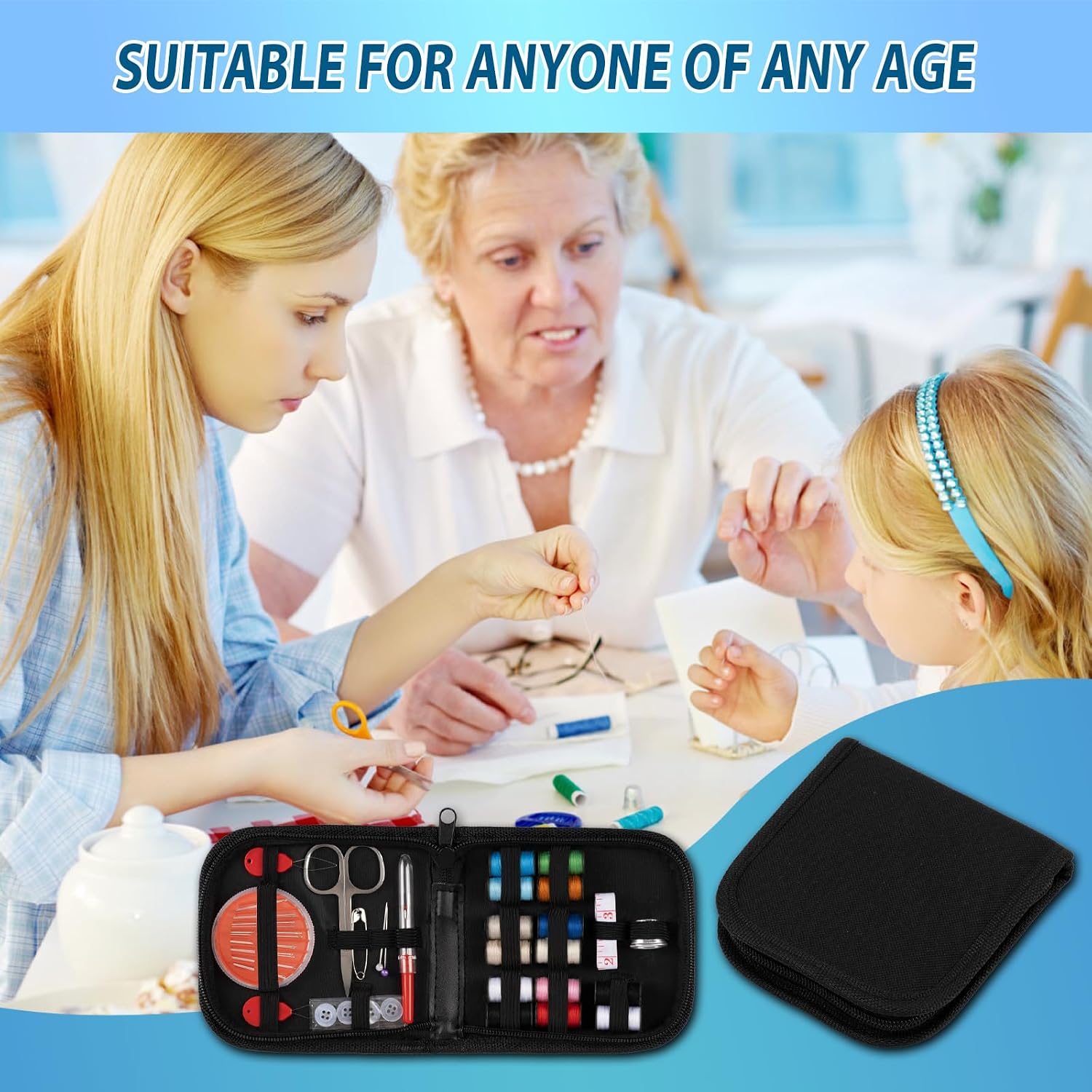 Amrules Sewing Kit for Adults,Emergency Small Mini Sewing Supplies for Grandma, Mom, Adults, Beginner, Sewing Products Include Scissors, Sewing Needles Thimble, Thread, Tape Measure thumbnail