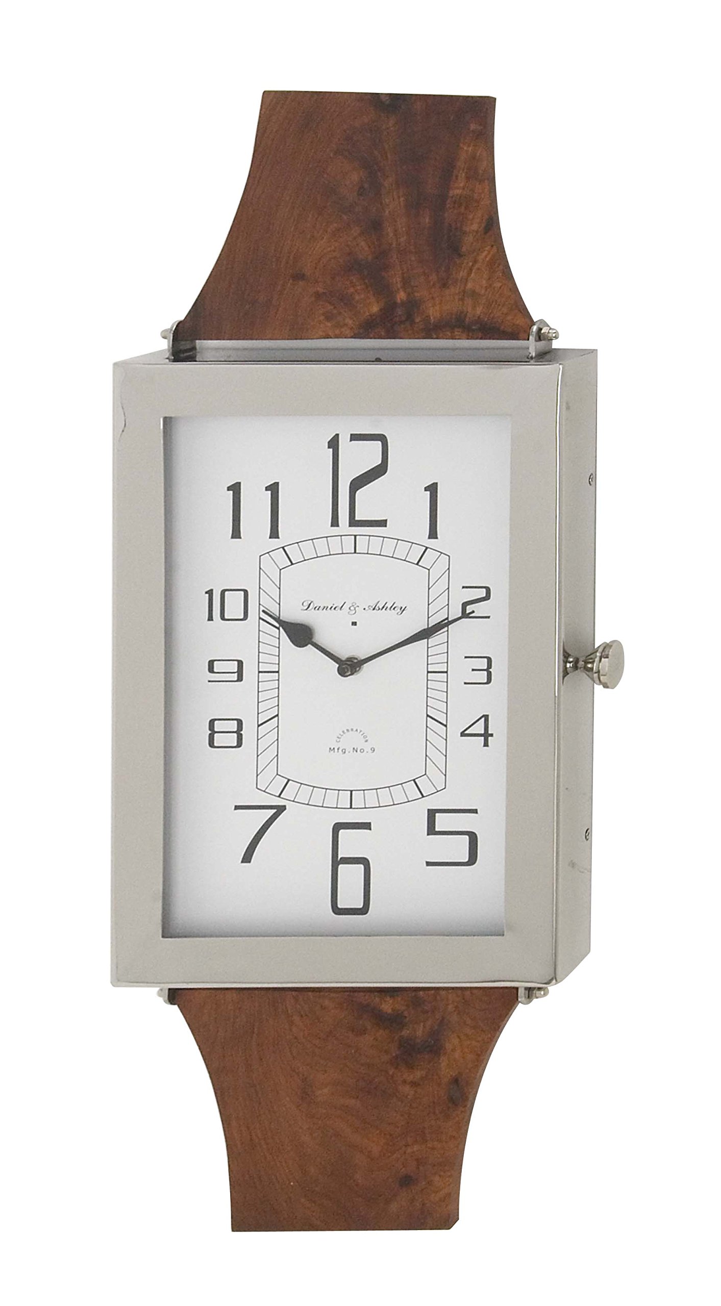 Deco 79 43526 Wall Clock, Brown/White/Silver
