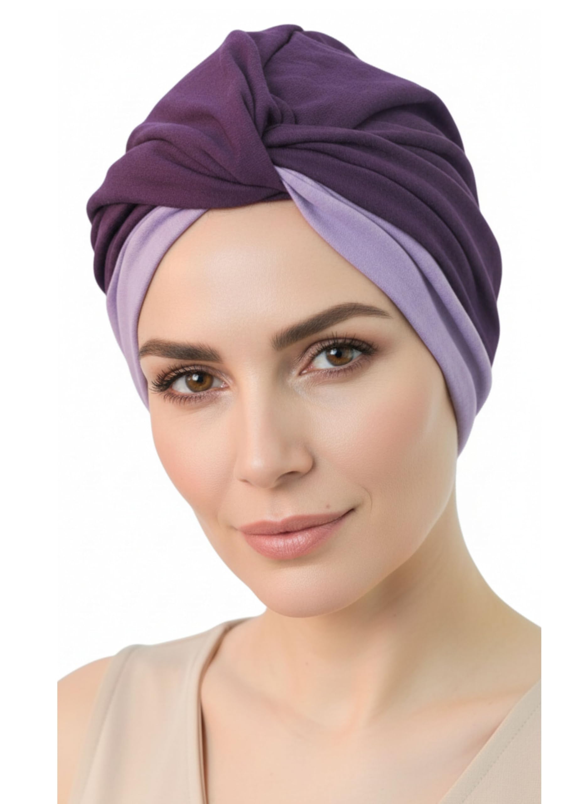 Deresina Headwear Women's Mulberry - Lilac Twisted Front Turban For Chemo (Mulberry - Lilac)