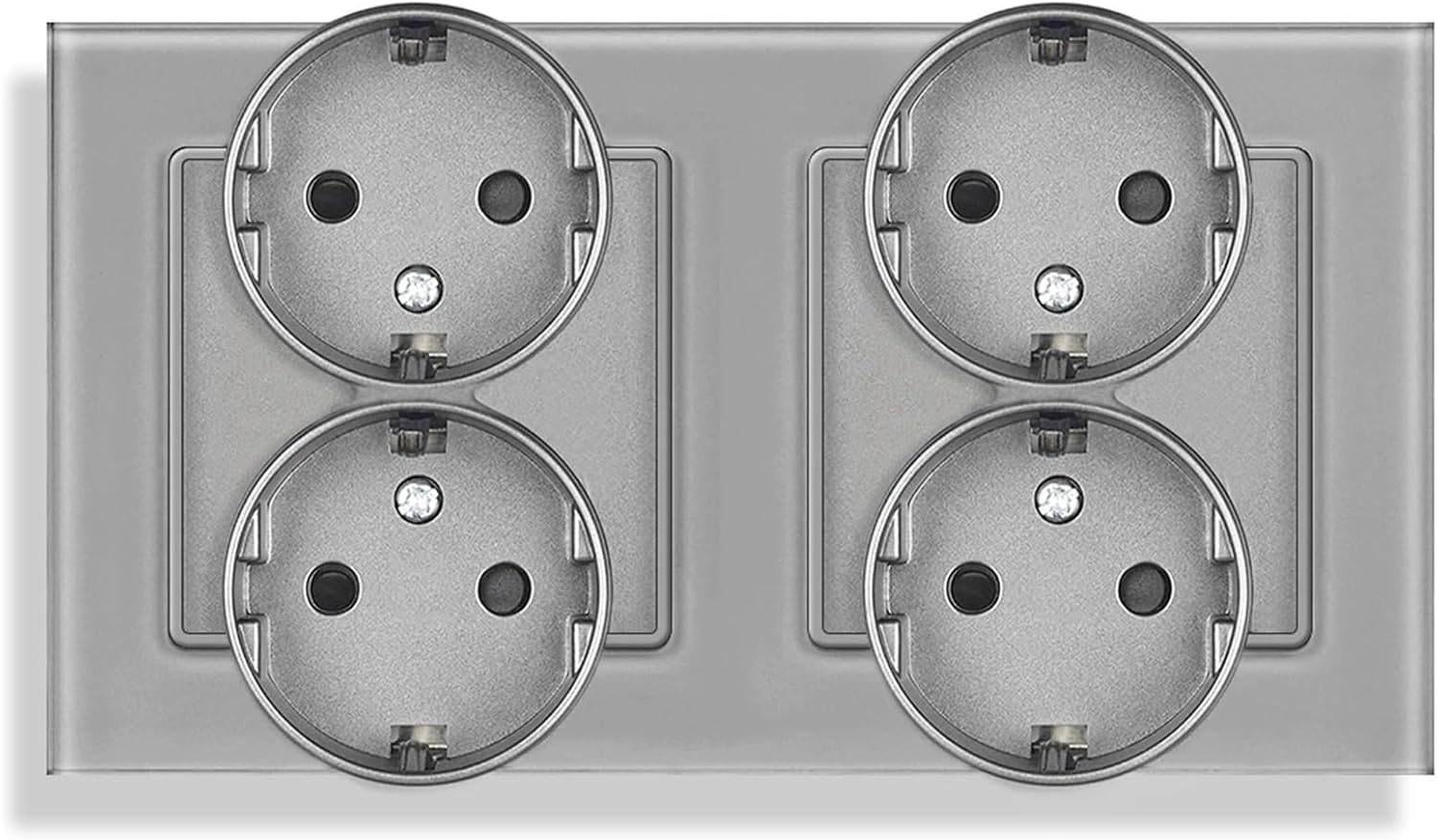 Grey Glass EU German Socket - 220V 16A, USB Switch for Living Room TV and Study PC, 2/3-Gang Wall Outlet Home Office Russia(2C 20w Socket)