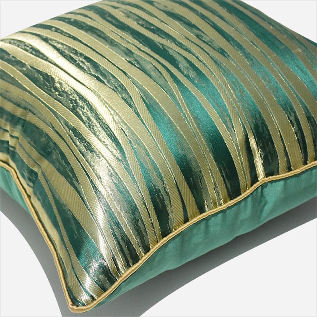 HBJWOV Abstract Gold Stripes Hotel Square Cushion Living Room Sofa Designer Soft Green Pillow Case