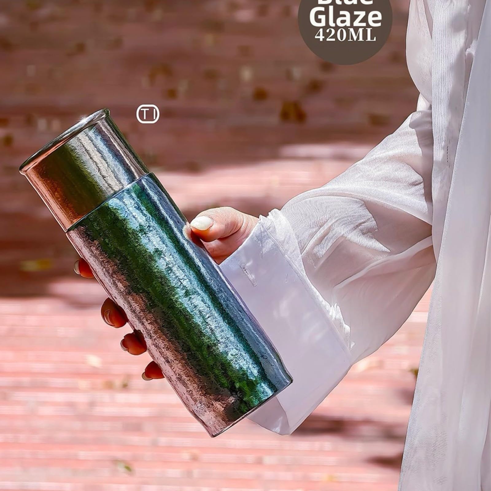 Mug de voyage isotherme en titane pur 420 ml avec gravure personnalisée pour thé chaud, randonnée, camping (F)