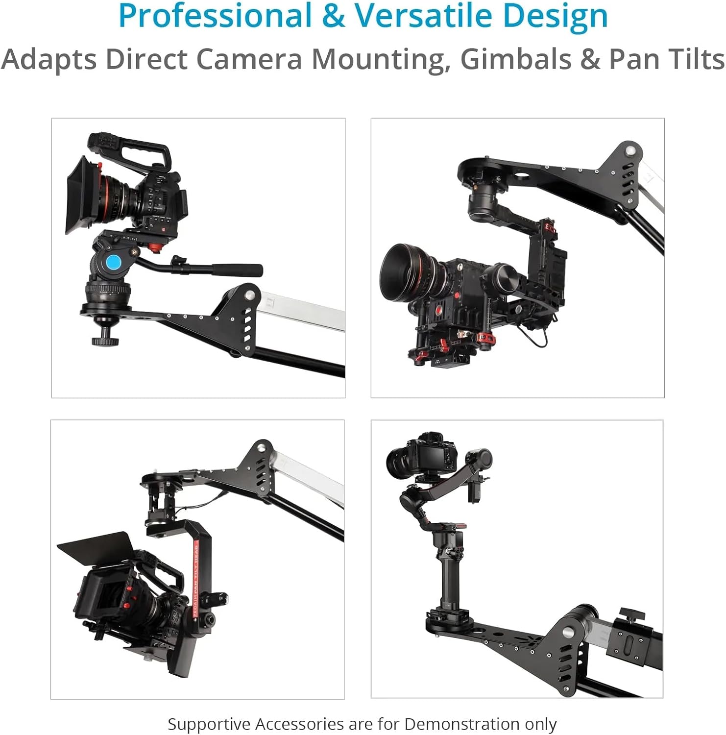PROAIM 10' Wave-2 Camera Jib Crane with CST-100 Heavy-Duty 100mm 2-Stage Tripod, Portable Tripod Dolly, Pan/Tilt Head with 12V Joystick Control. (P-WV-2PL-PP)