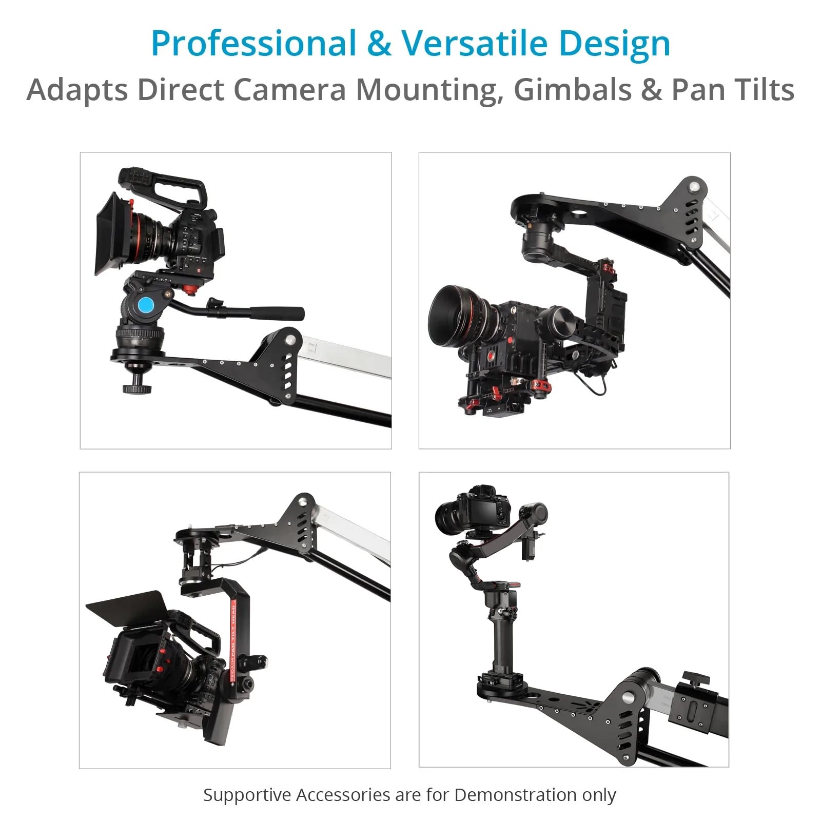 PROAIM Pack Grue Caméra Wave-2 10ft pour Production Vidéo | Comprend un trépied 100 mm, un dolly, une tête pan-tilt à joystick et supporte jusqu'à 25 kg.