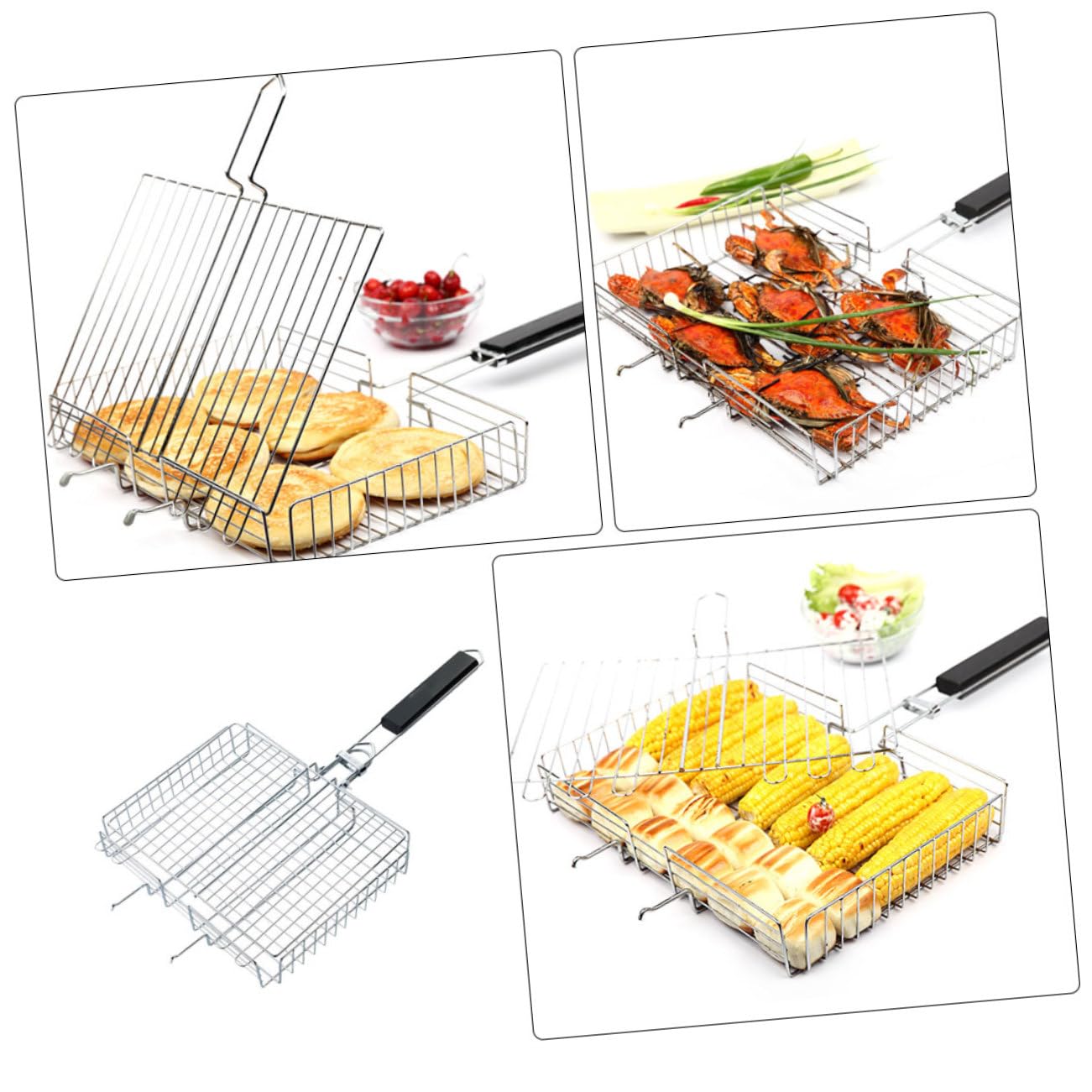 BESPORTBLE Griglia da Barbecue in Acciaio Inox Supporto Portatile per Verdure e Pesce, Accessorio per Grigliare al Carbonella