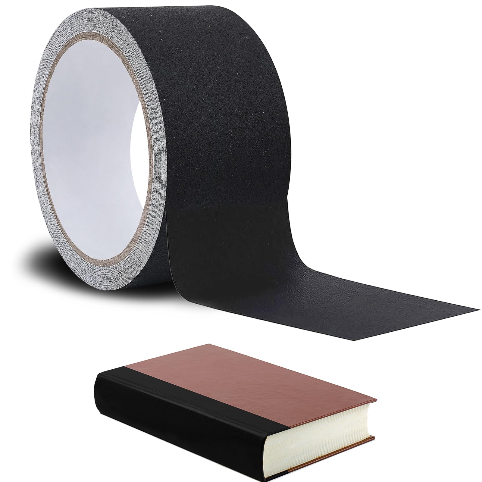 Book repair tape,50mmx10m textile adhesive tape,bookbinding tape,self-adhesive matte textile fabric tape,adhesive tape for reinforcing,protecting,wrapping,mending old books,everyday essential(black)