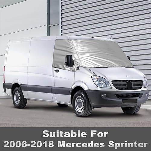 Miniatura 9 de Cubierta plateada de ajuste personalizado para parabrisas compatible con Crafter Mercedes Benz Sprinter Cargo Van 2007-2019 para bloqueo de