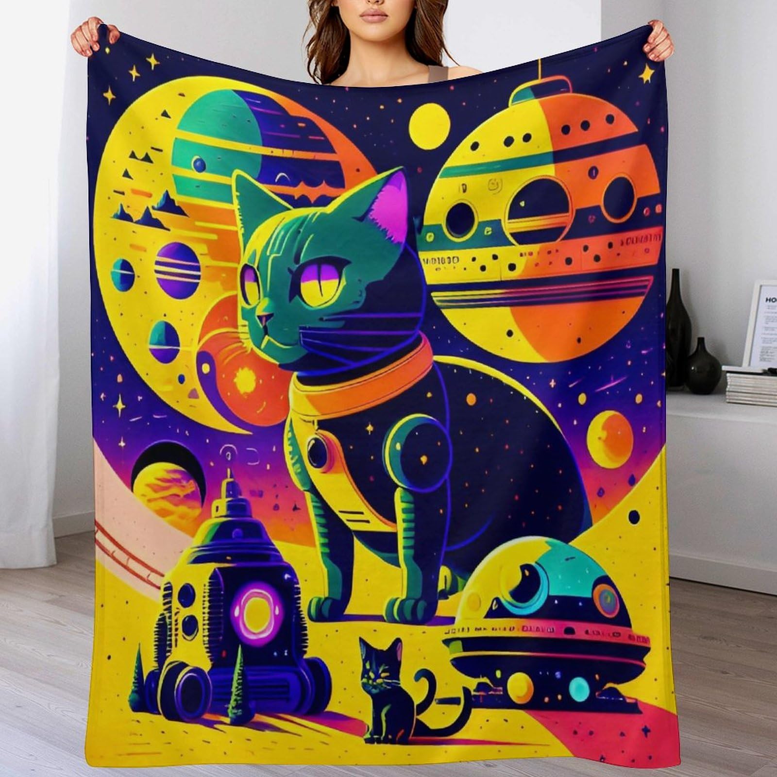 Couverture chat flannel 130x150cm pour éliminer le froid du lit